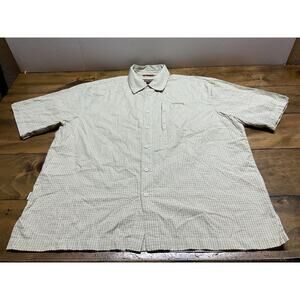 Simms Core3 Fishing Shirt Mens XL Beige Plaid Short Sleeve Button Up Vented